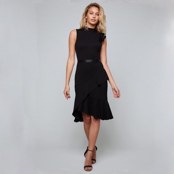 Bebe Jersey Ruffled Midi Dress - Picture 1 of 4